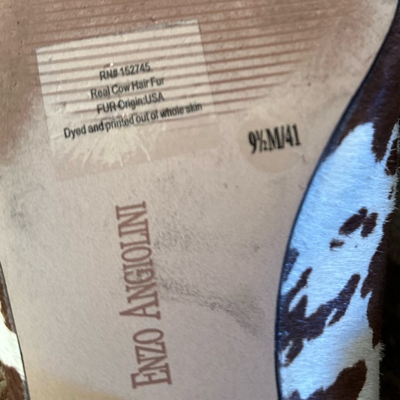 Enzo Angiolini Women’s Raysell Mule Flats Brown/Off White Cow Print Size 9.5 - Picture 11 of 13